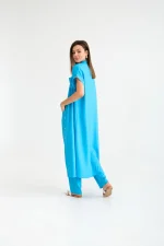 Максі лляна сукня-сорочка - Зображення 2