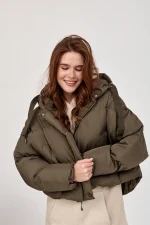 Коротка зимова стьогана куртка з капюшоном - Зображення 3