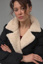 Короткий пуховик із вставками еко-шерсті - Зображення 7