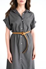 Thin Brown Belt with Gold Buckle - Image 2