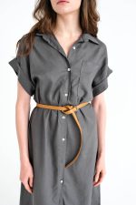 Thin Brown Belt with Gold Buckle