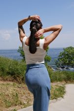 Langer Jeansrock mit Schlitz – Bild 2