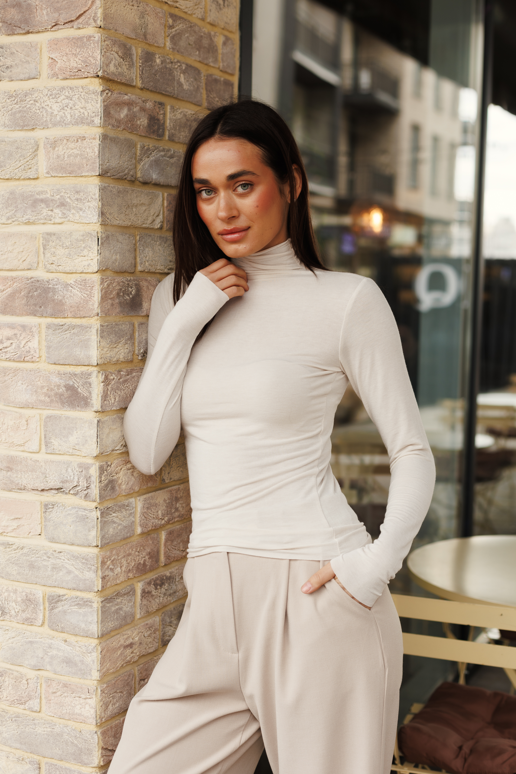 E42A9041 Damen-Langarmshirt mit Stehkragen – Bild 1