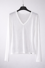 Damen semi-transparenter Langarmshirt mit V-Ausschnitt – Bild 3