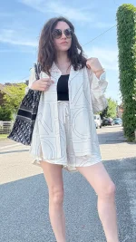 Жіночий костюм Oversize із шортами з графічним принтом - Зображення 5
